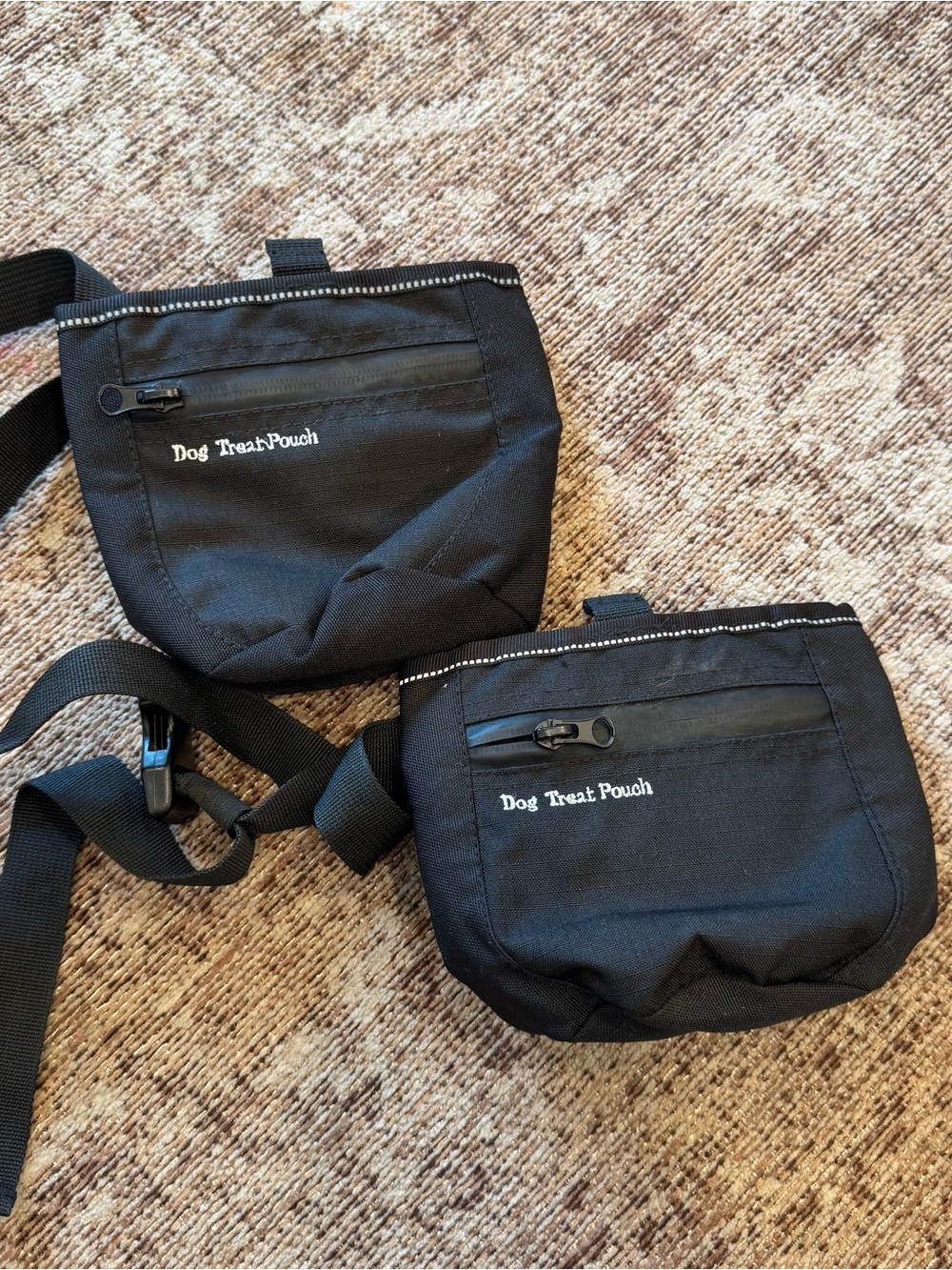 Black dog treat pouches with magnetic closure (set of 2)